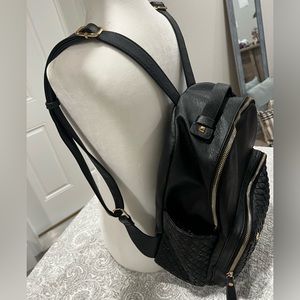 Black Leather Full Size Madison West Back Pack